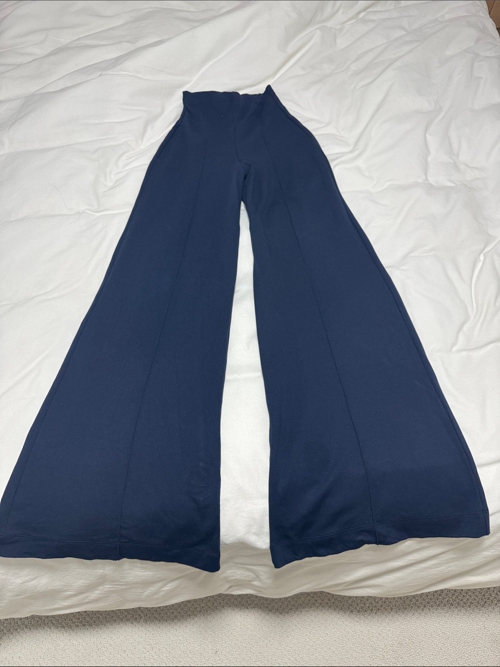 Navy High-Rise Wide-Leg Palazzo Pants